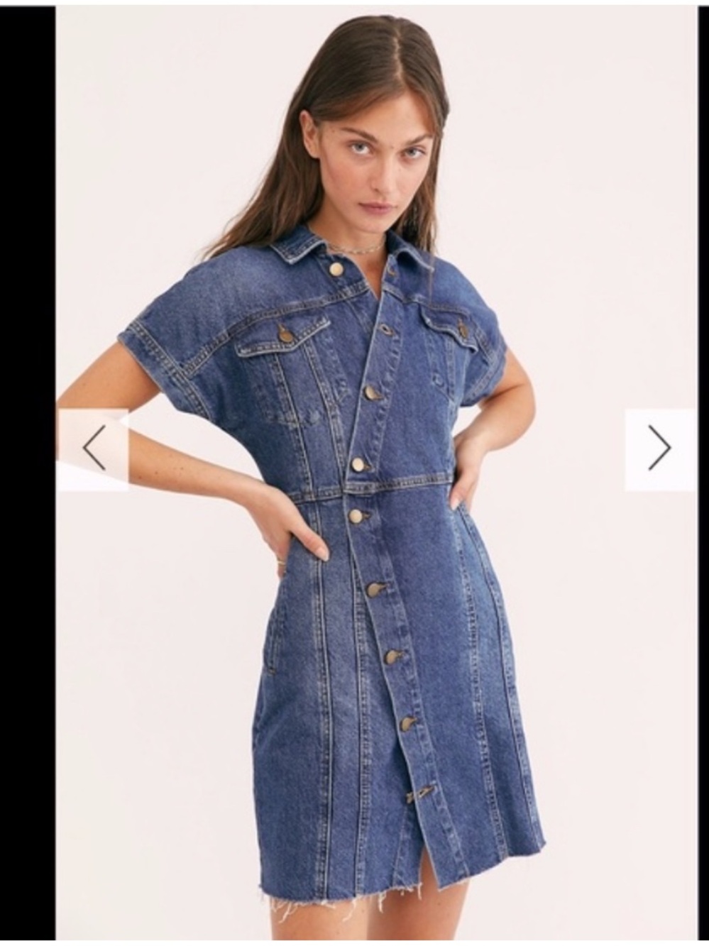 Free People The City Asymmetrical Denim Mini Dress Size XS